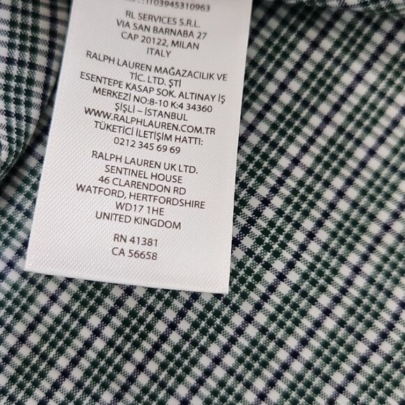 NEW Polo Ralph Lauren Classic Twill Shirt 17 1/2 36/37 Green Plaid Flesh Pony - Picture 5 of 16